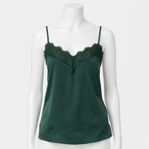 Abercrombie Fitch Satin Lace Cami Tank Top Women's Size Medium Green